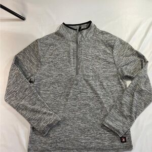 Gray Zip Up Sweater with Black Trim